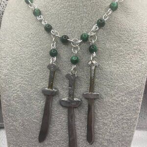 Handmade Warrior B*tch Green Bead Necklace